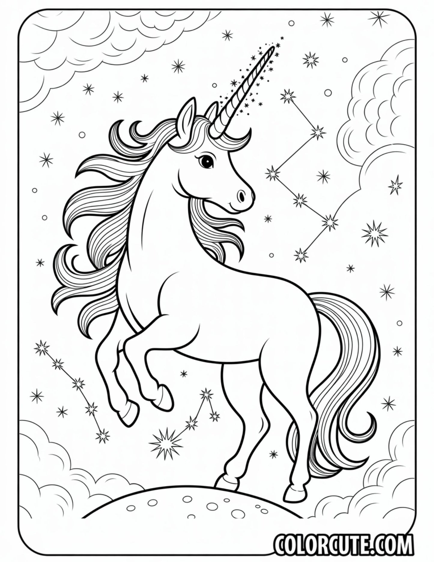 Flying Unicorn Coloring Pages | Free PDF Printables