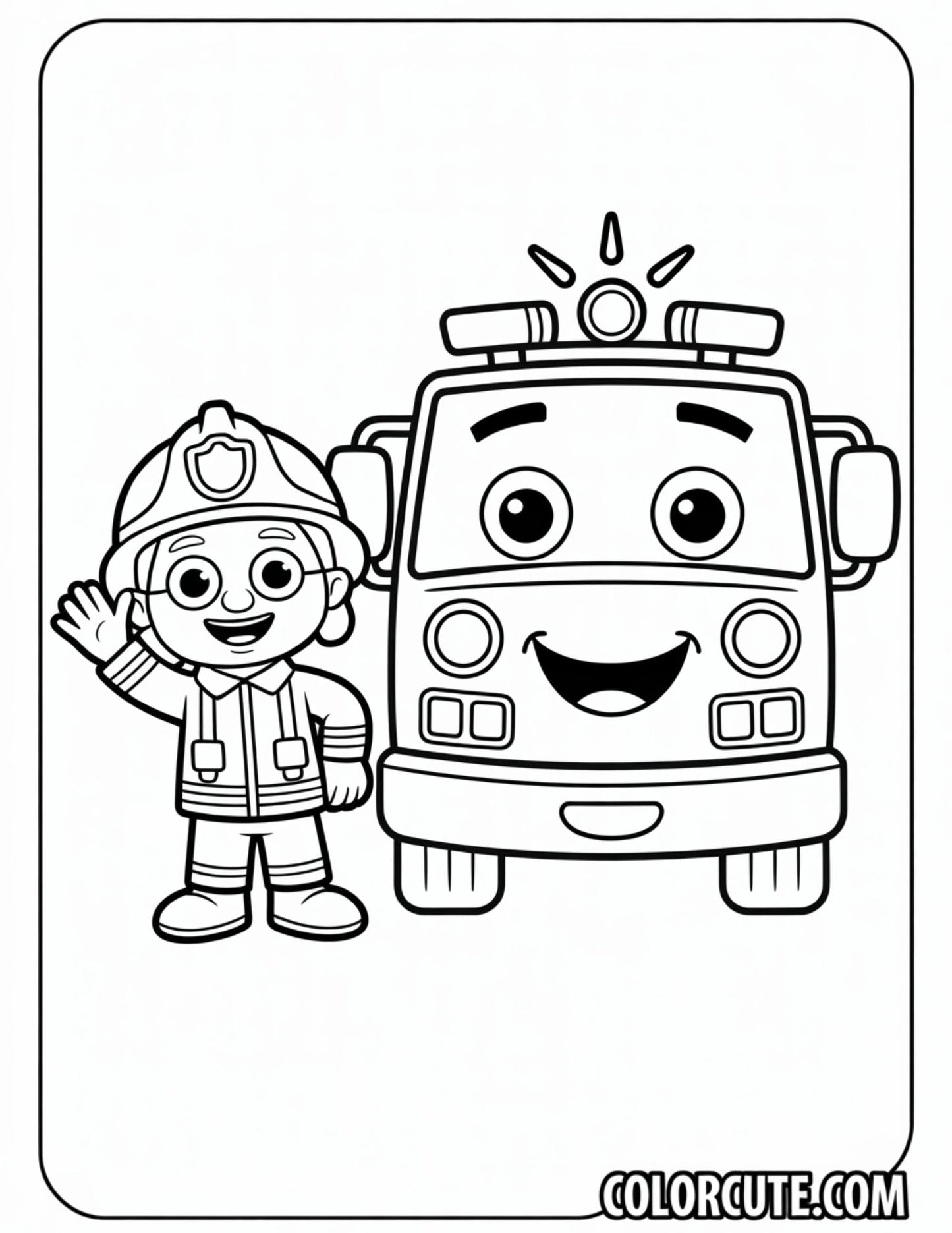 Friendly Fire Truck Coloring Pages | Free PDF Printables