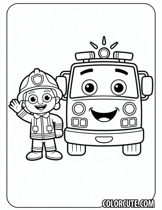 Friendly Fire Truck Coloring Pages | Free PDF Printables