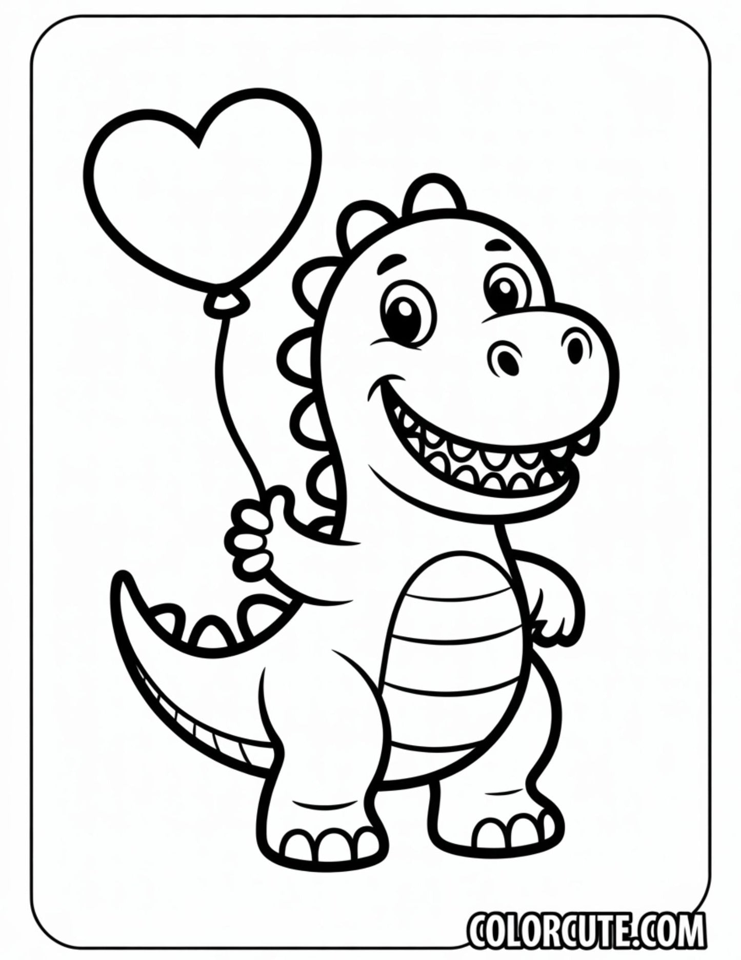 Fun Dinosaur Valentine Coloring Pages | Free PDF Printables