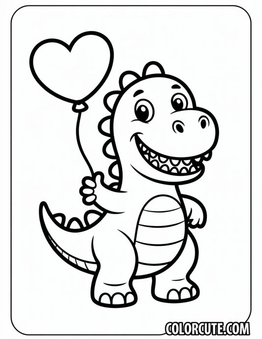 Fun Dinosaur Valentine Coloring Pages | Free PDF Printables