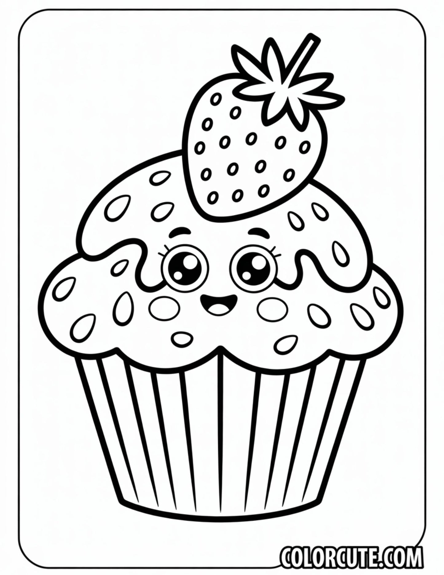 Fun Strawberry Cupcake Coloring Pages | Free PDF Printables