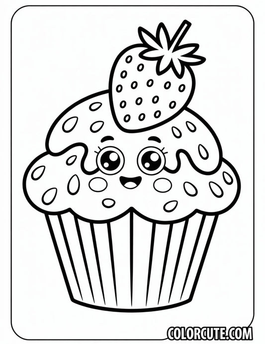 Fun Strawberry Cupcake Coloring Pages | Free PDF Printables