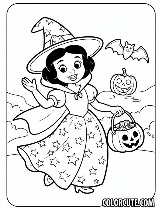 Halloween Snow White Coloring Page | Free PDF Printables