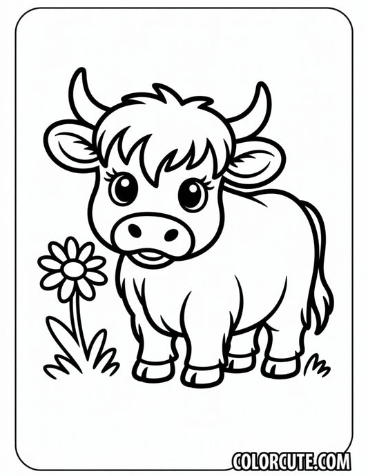 Happy Highland Cow Coloring Pages | Free PDF Printables