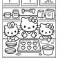 Hello Kitty Baking with Friends Coloring Page | Free PDF Printables