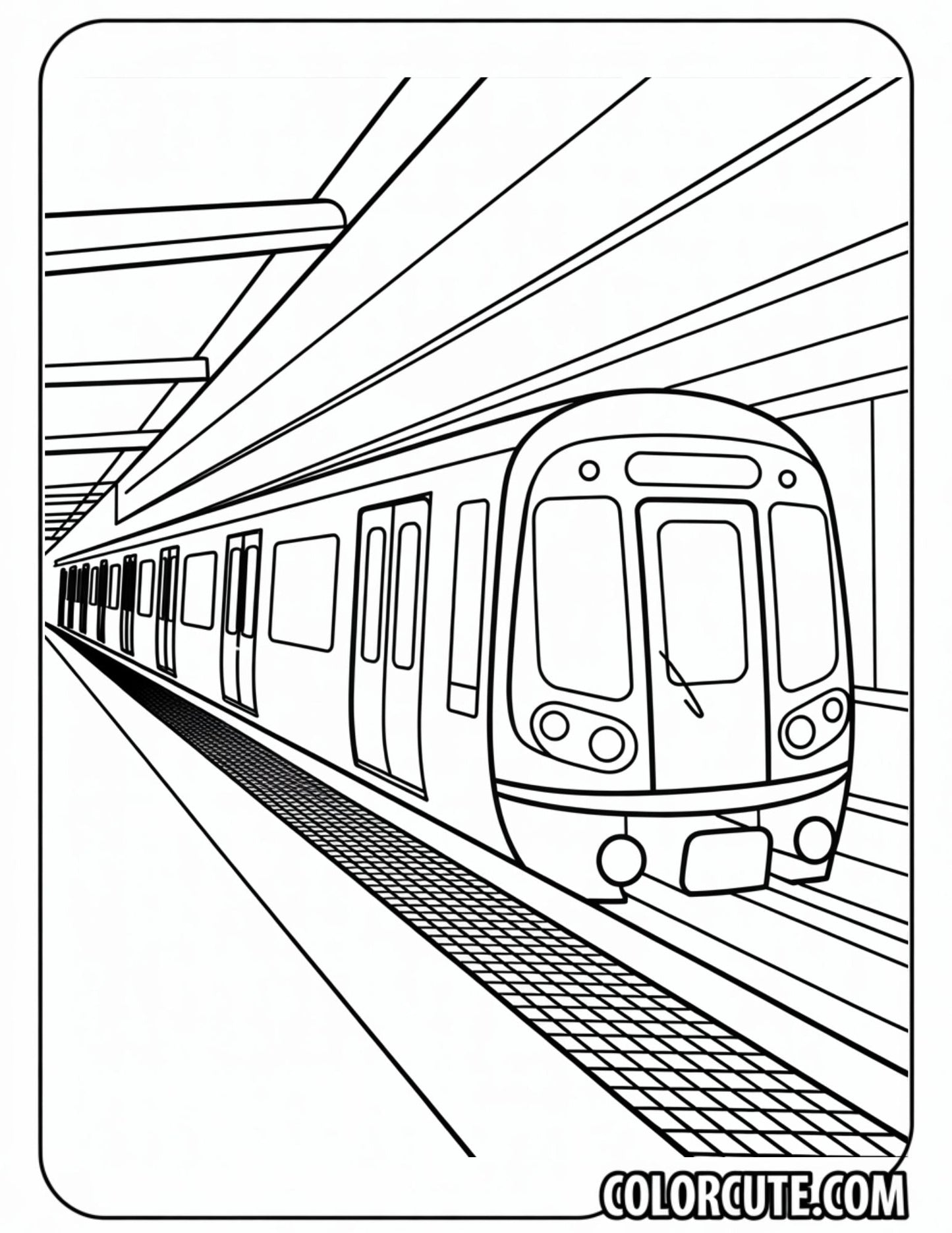 Metro Train Coloring Page - Free PDF Printables