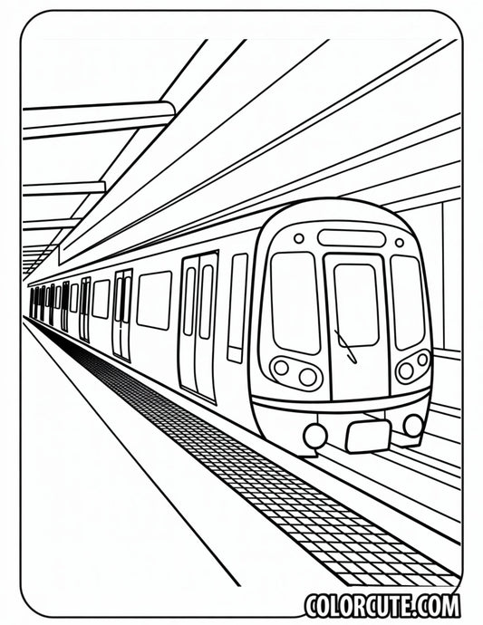 Metro Train Coloring Page - Free PDF Printables