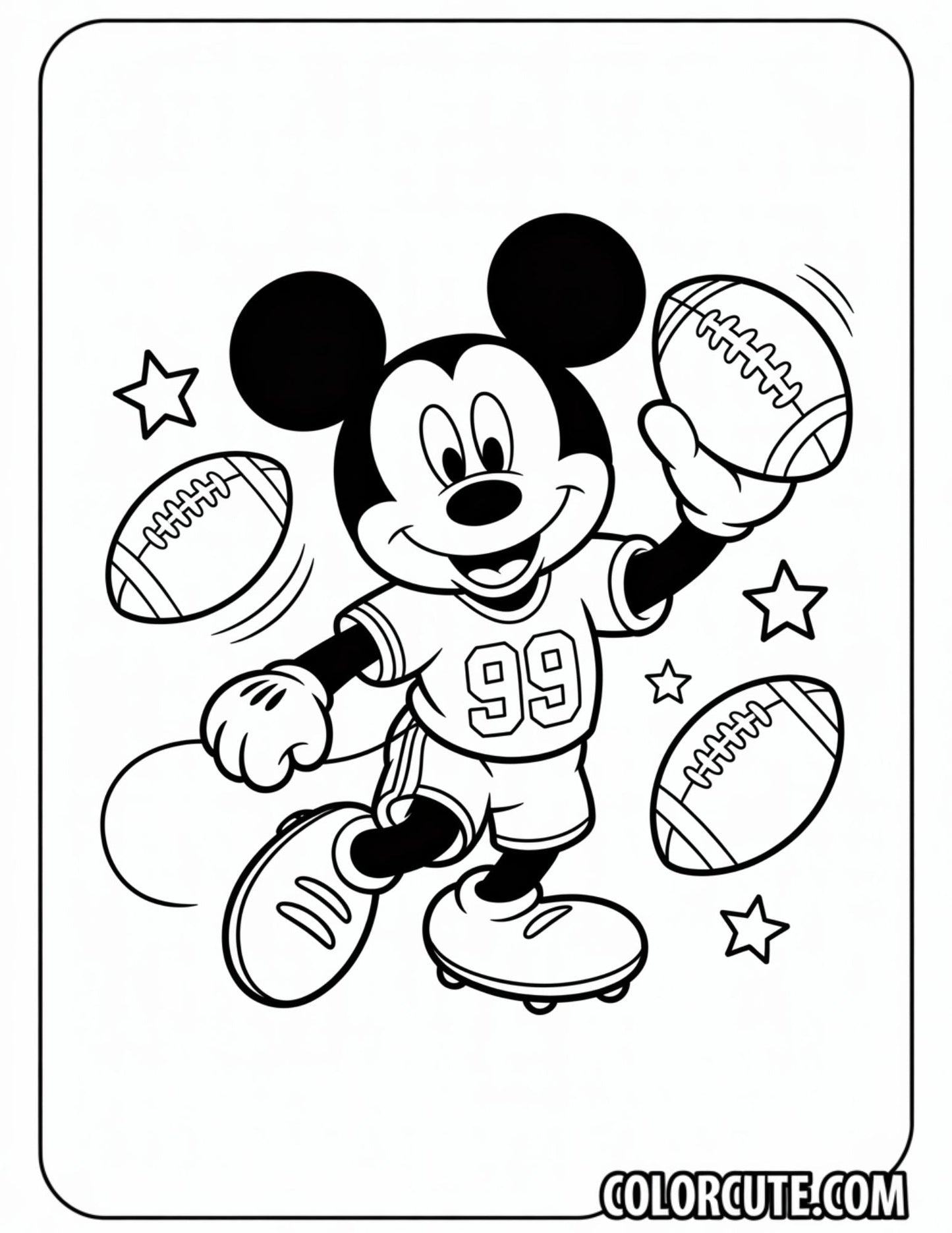 Mickey Football Coloring Pages | Free PDF Printables