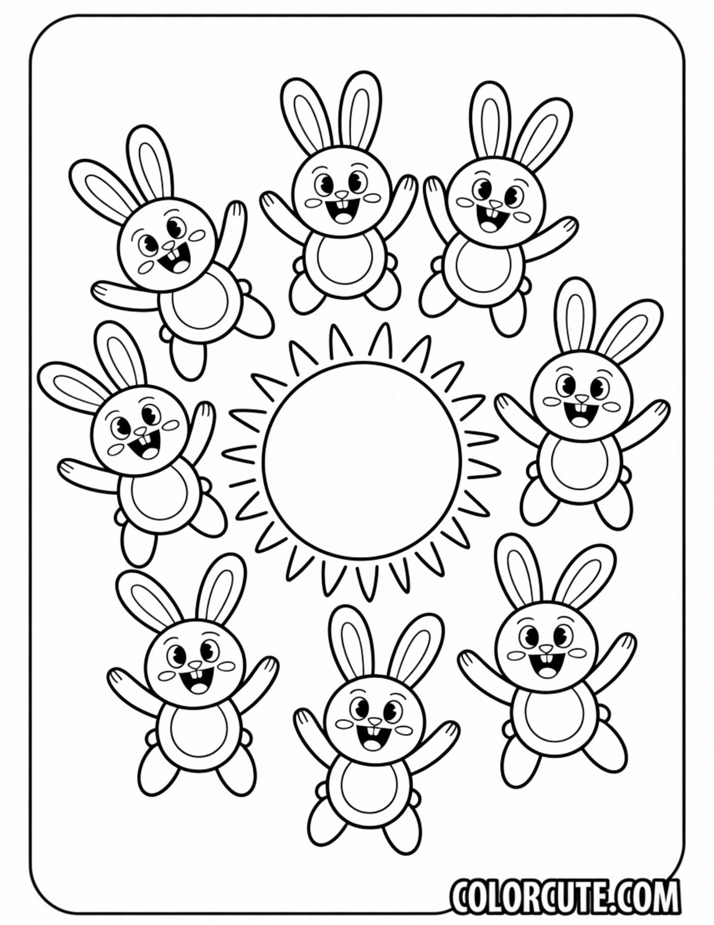 Sunny Small Bunnies Coloring Pages | Free PDF Printables