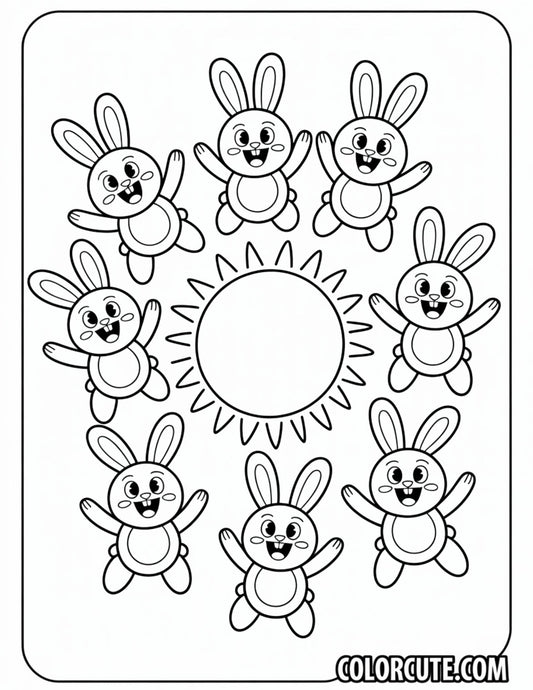 Sunny Small Bunnies Coloring Pages | Free PDF Printables