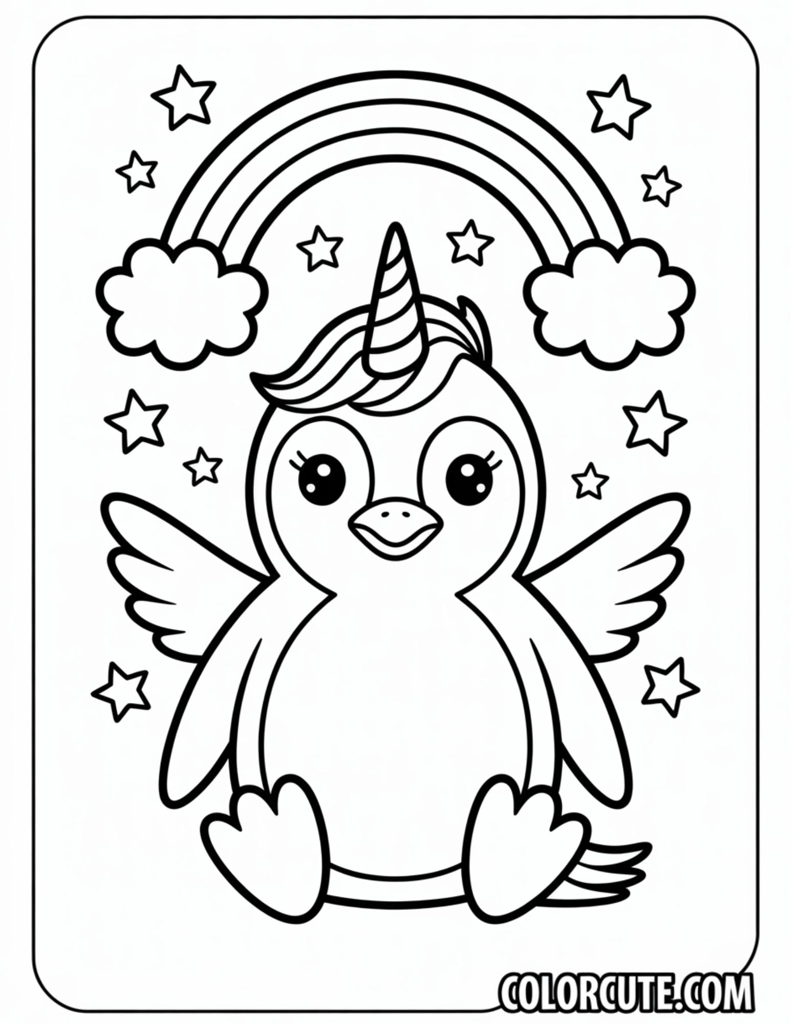 Unicorn Penguin Coloring Pages