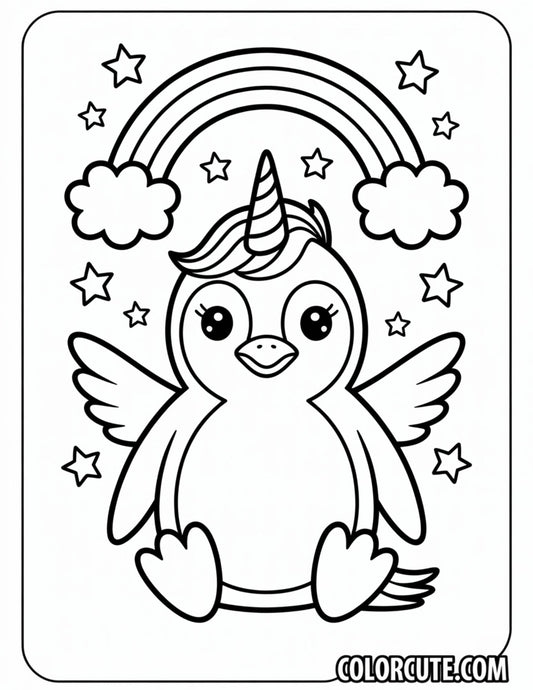 Unicorn Penguin Coloring Page | Free PDF Printables
