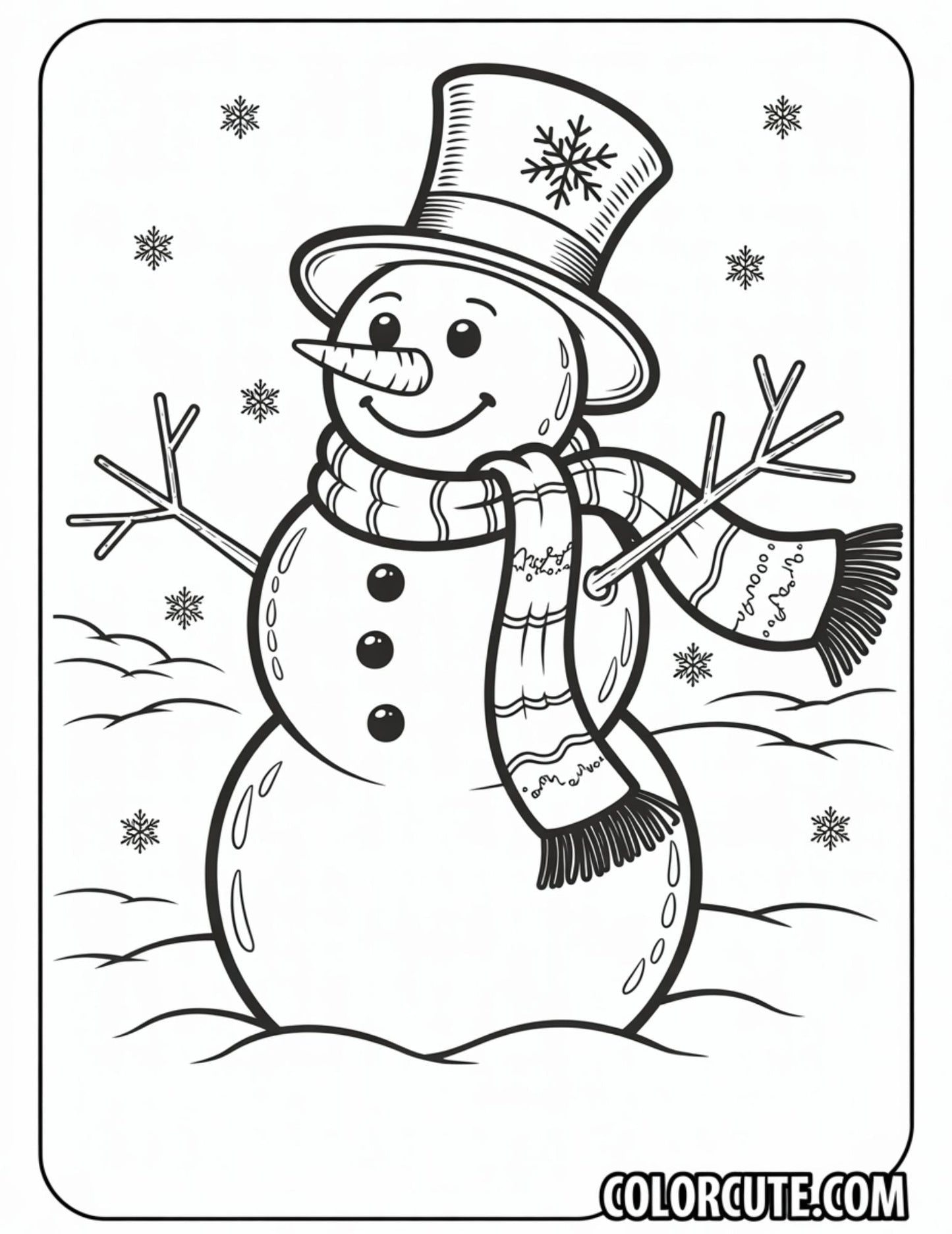 Winter Snowman Coloring Pages | Free PDF Printables