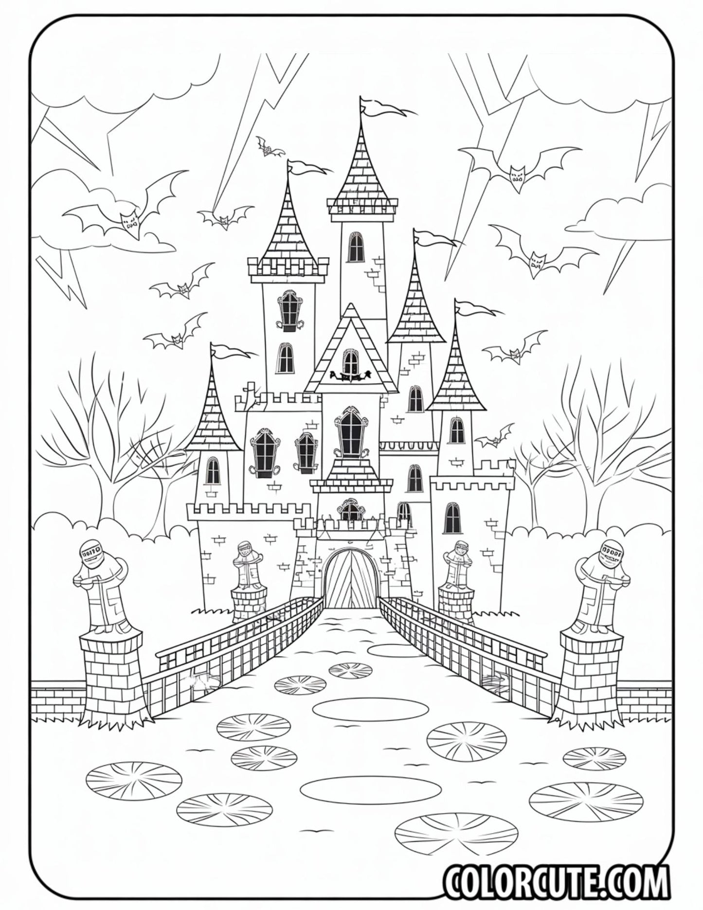 Halloween Castle Coloring Page | Free PDF Printables