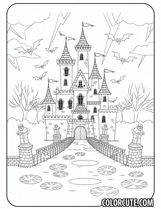 Halloween Castle Coloring Page | Free PDF Printables