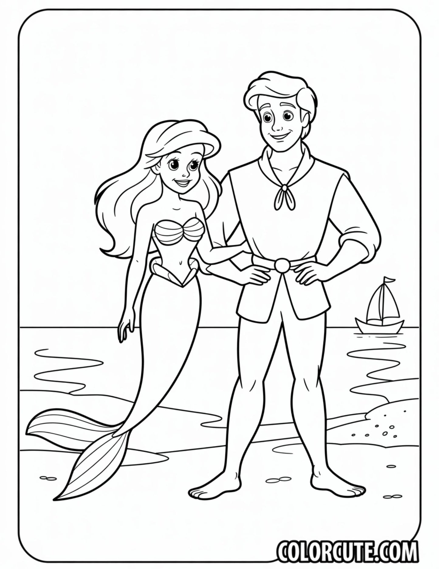 Prince Eric Ariel Coloring Pages | Free PDF Printables