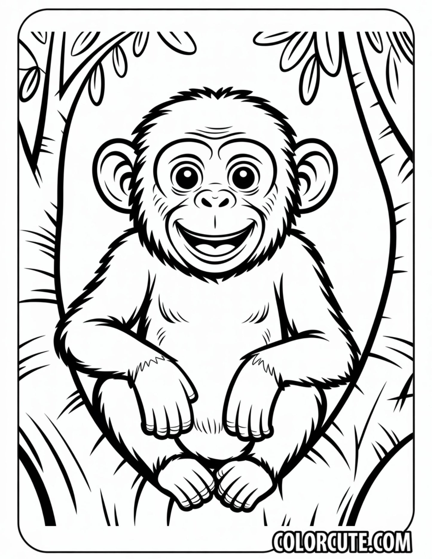 Rainforest Monkey Coloring Page Free PDF Printables
