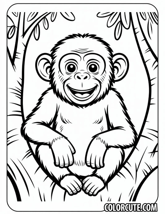 Rainforest Monkey Coloring Page Free PDF Printables