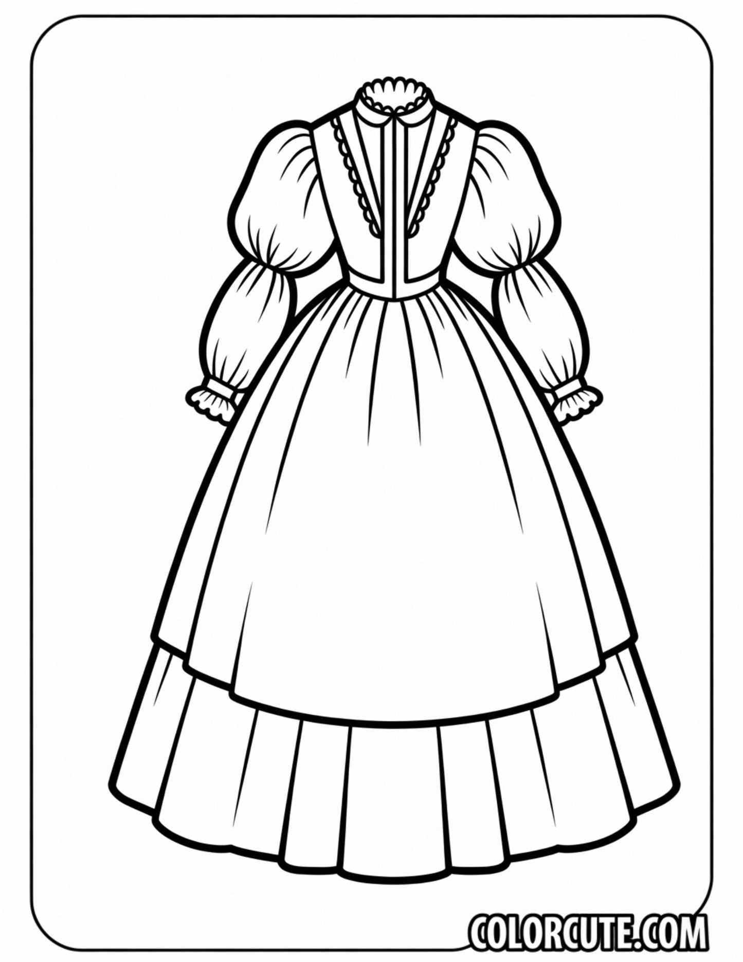 Victorian Dress Coloring Pages | Free PDF Printables