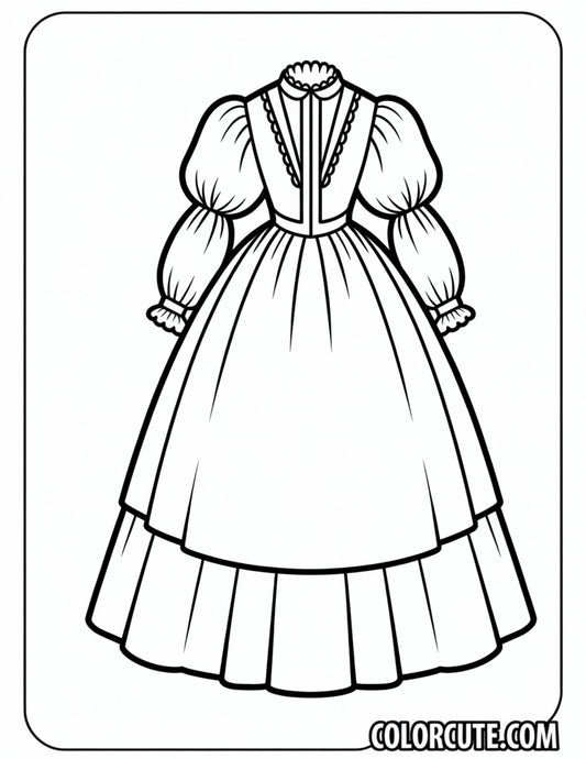 Victorian Dress Coloring Pages | Free PDF Printables