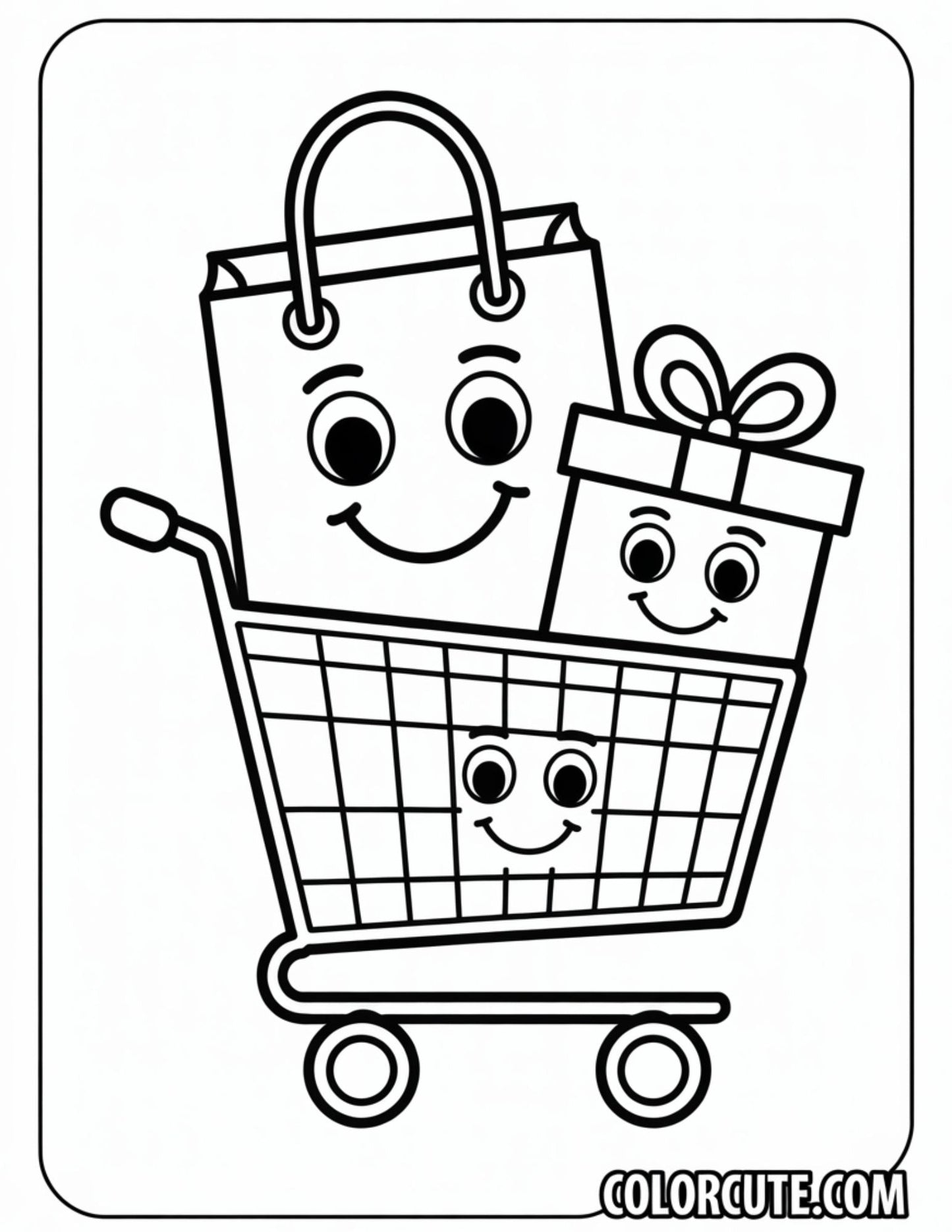Wonderful Shopping Kawaii Coloring Pages | Free PDF Printables
