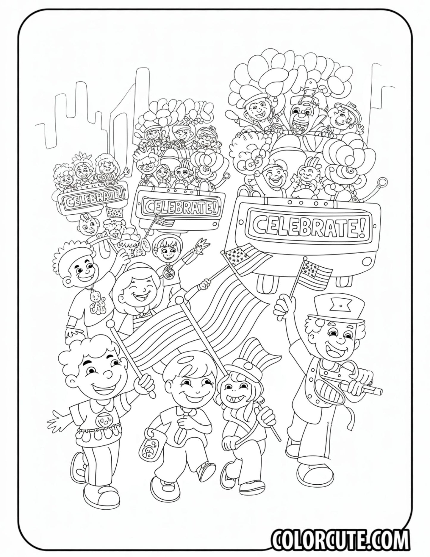 4th of July Parade Coloring Pages | Free PDF Printables