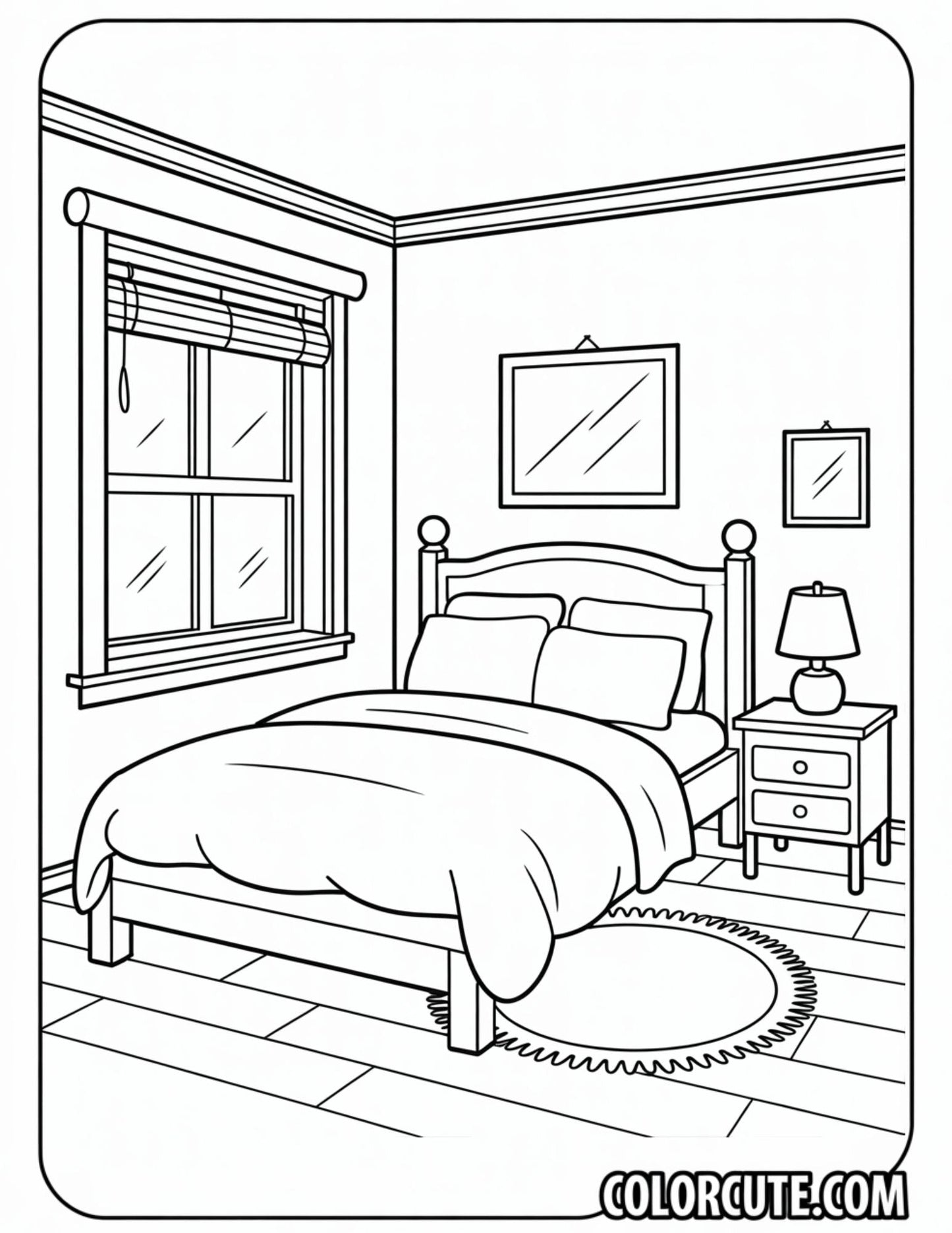 Bedroom House Coloring Pages | Free PDF Printables