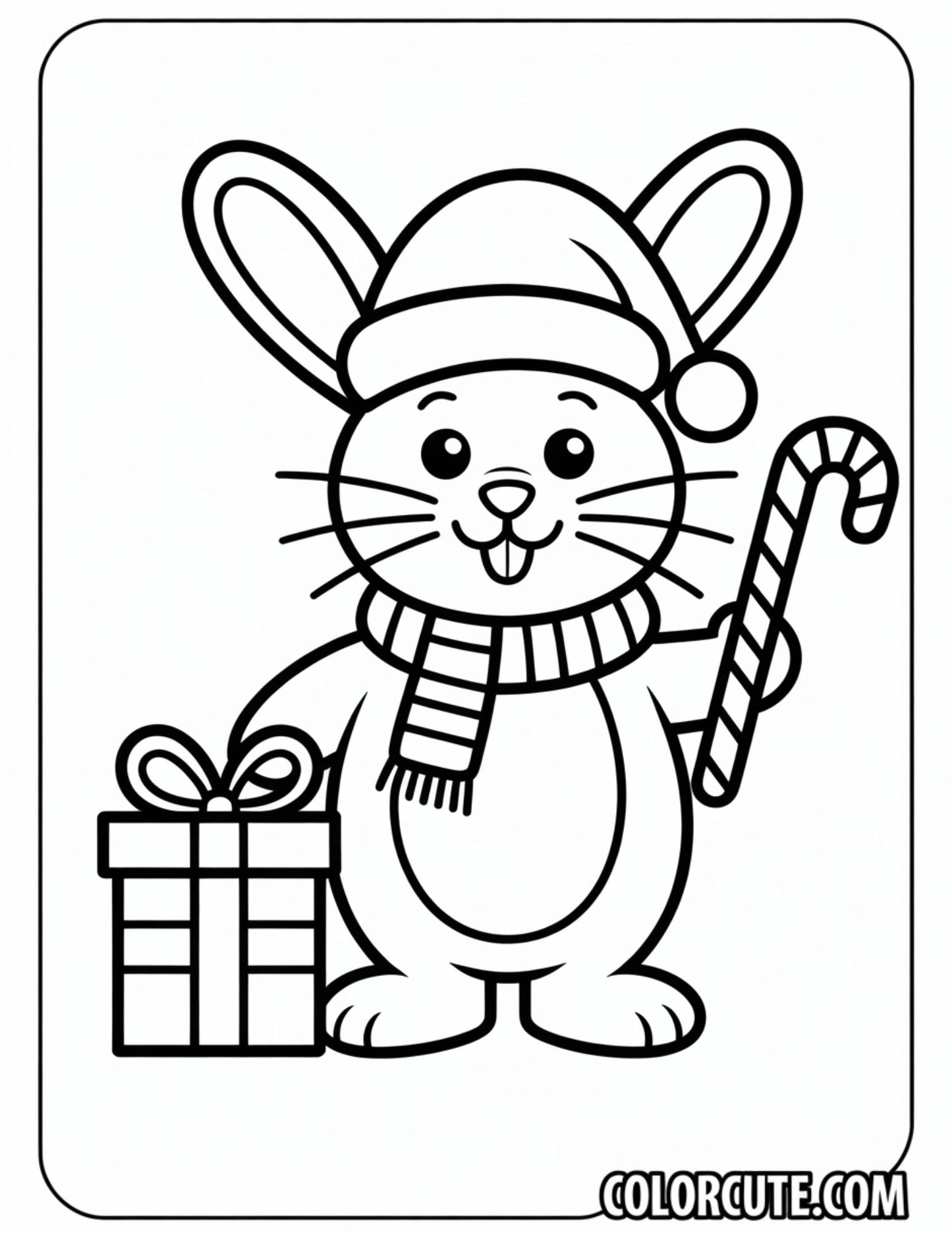 Christmas Bunny Coloring Page – Free PDF Printables