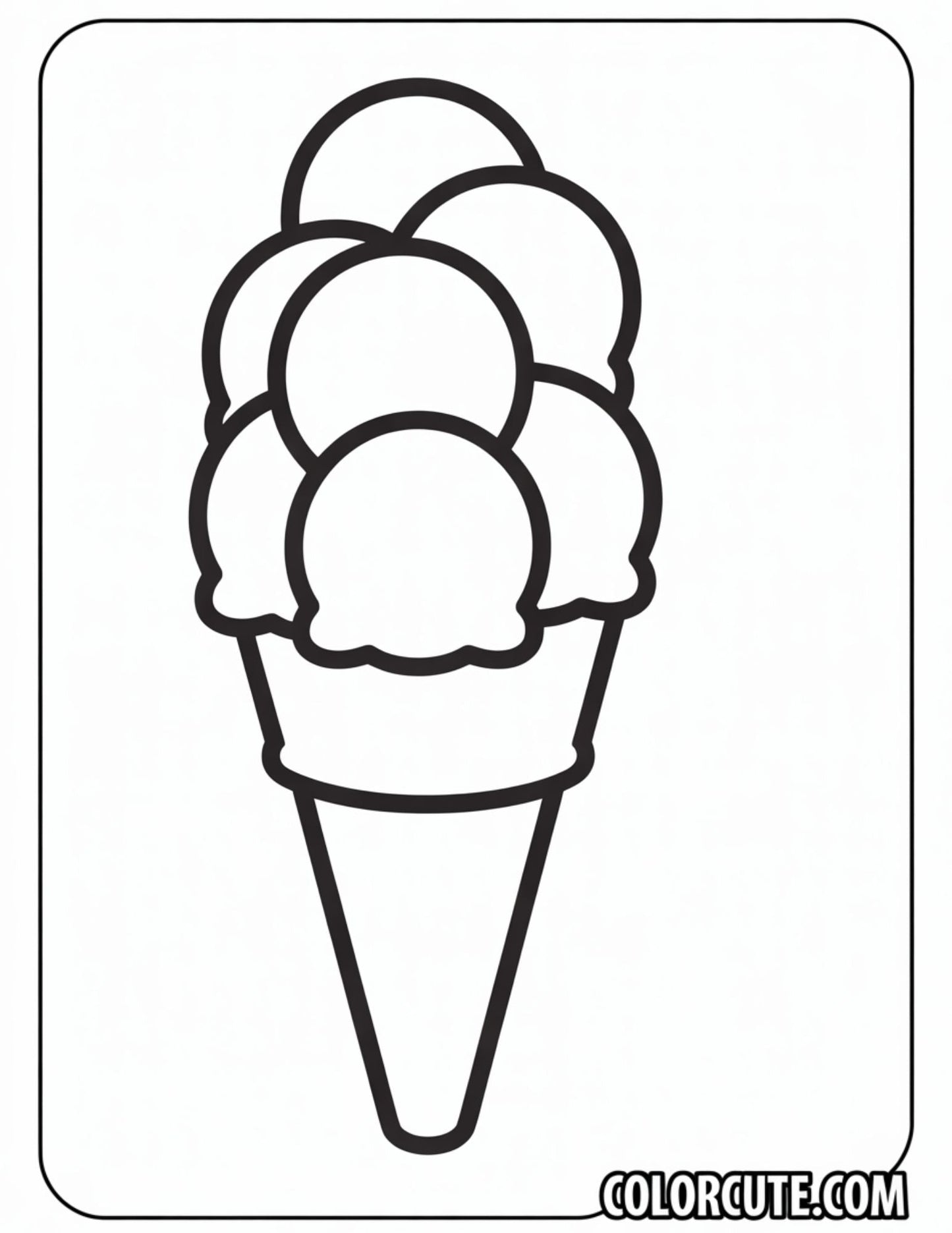 Kawaii Ice Cream Cone Coloring Page | Free PDF Printables
