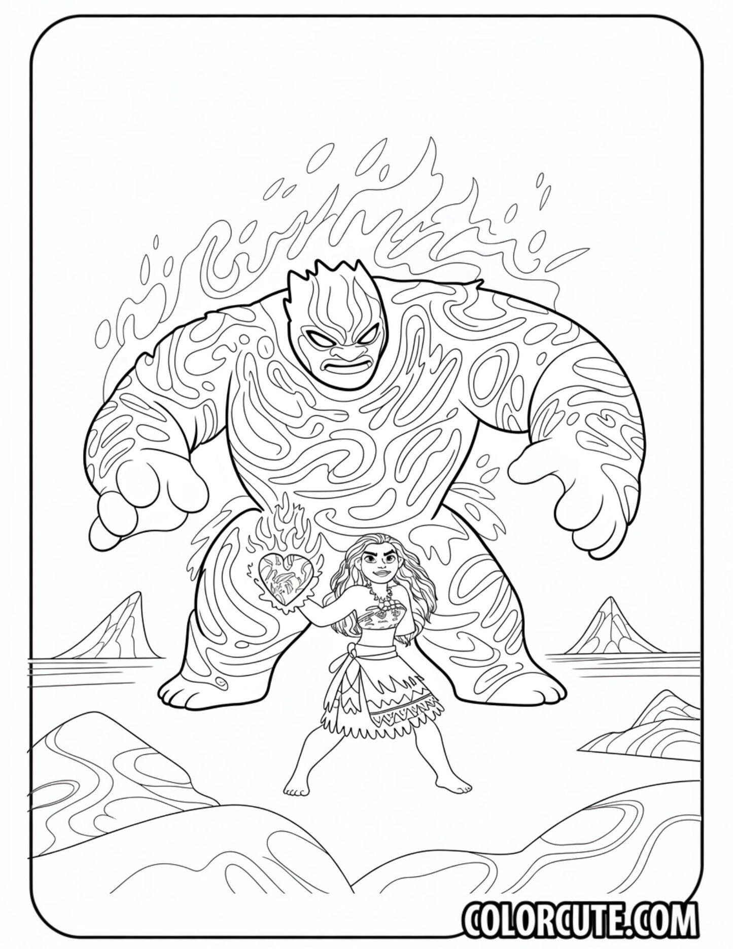 Lava Moana Coloring Page | Free PDF Printables