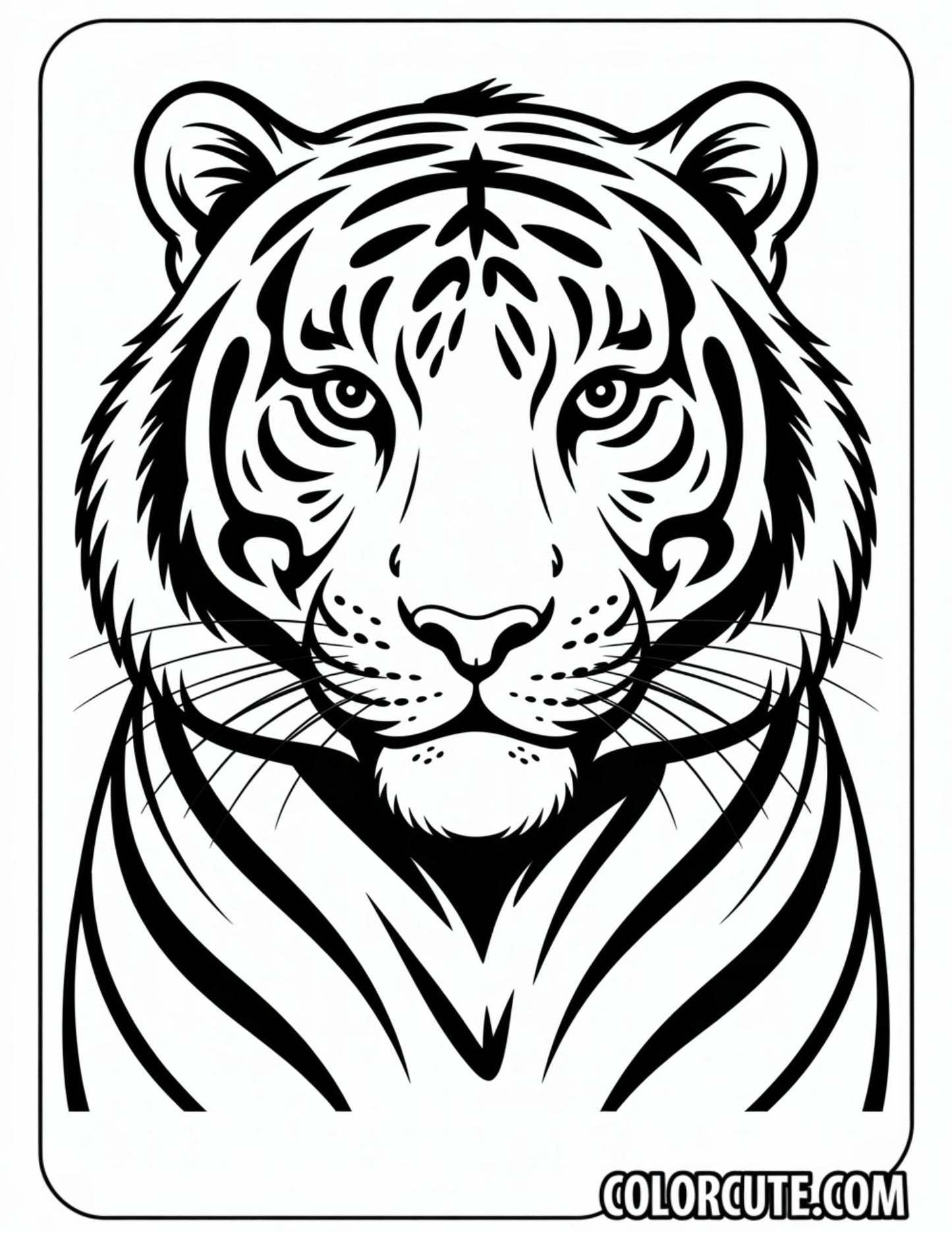 Tiger Head Coloring Pages | Free PDF Printables