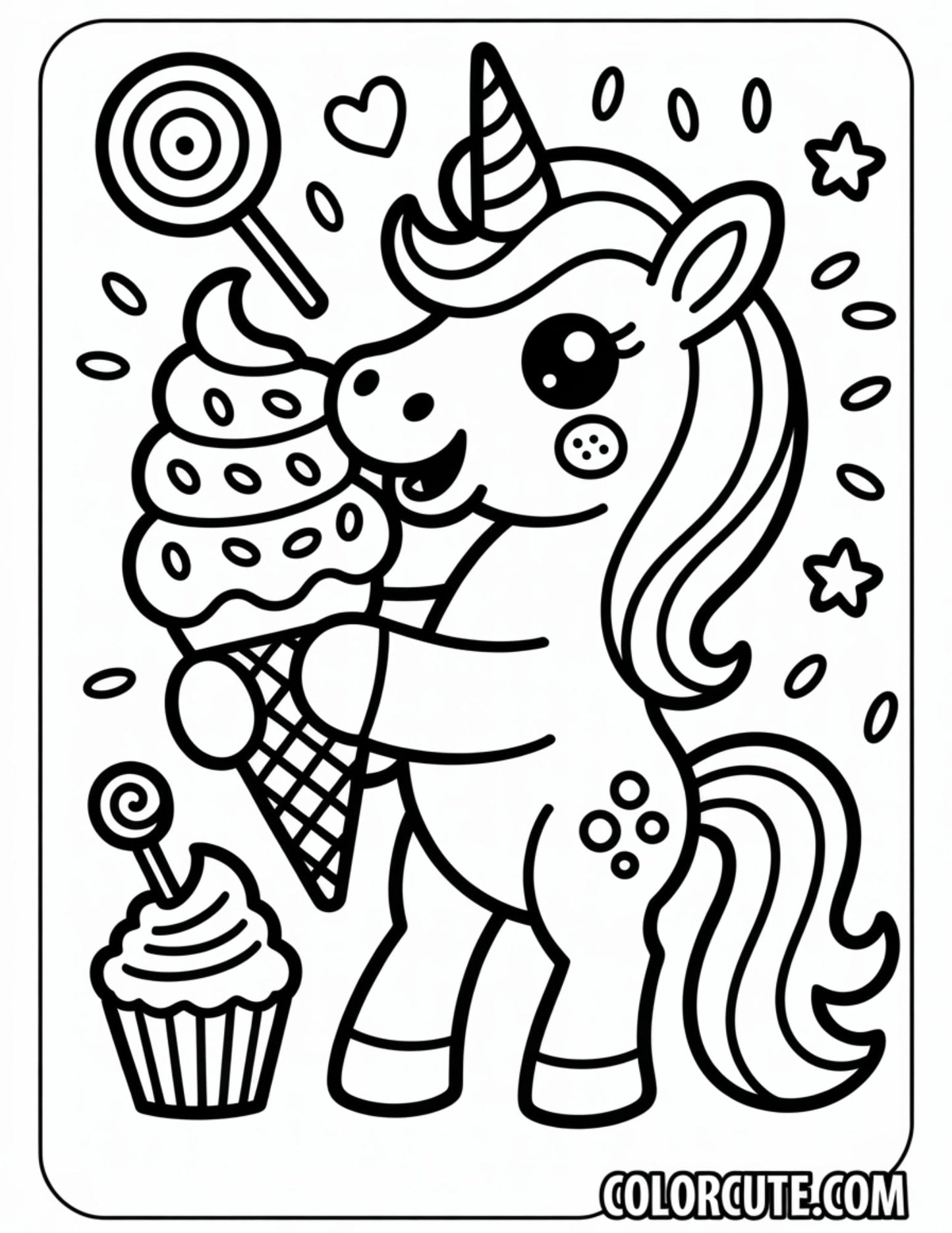 Unicorn Ice Cream Coloring Pages | Free PDF Printables