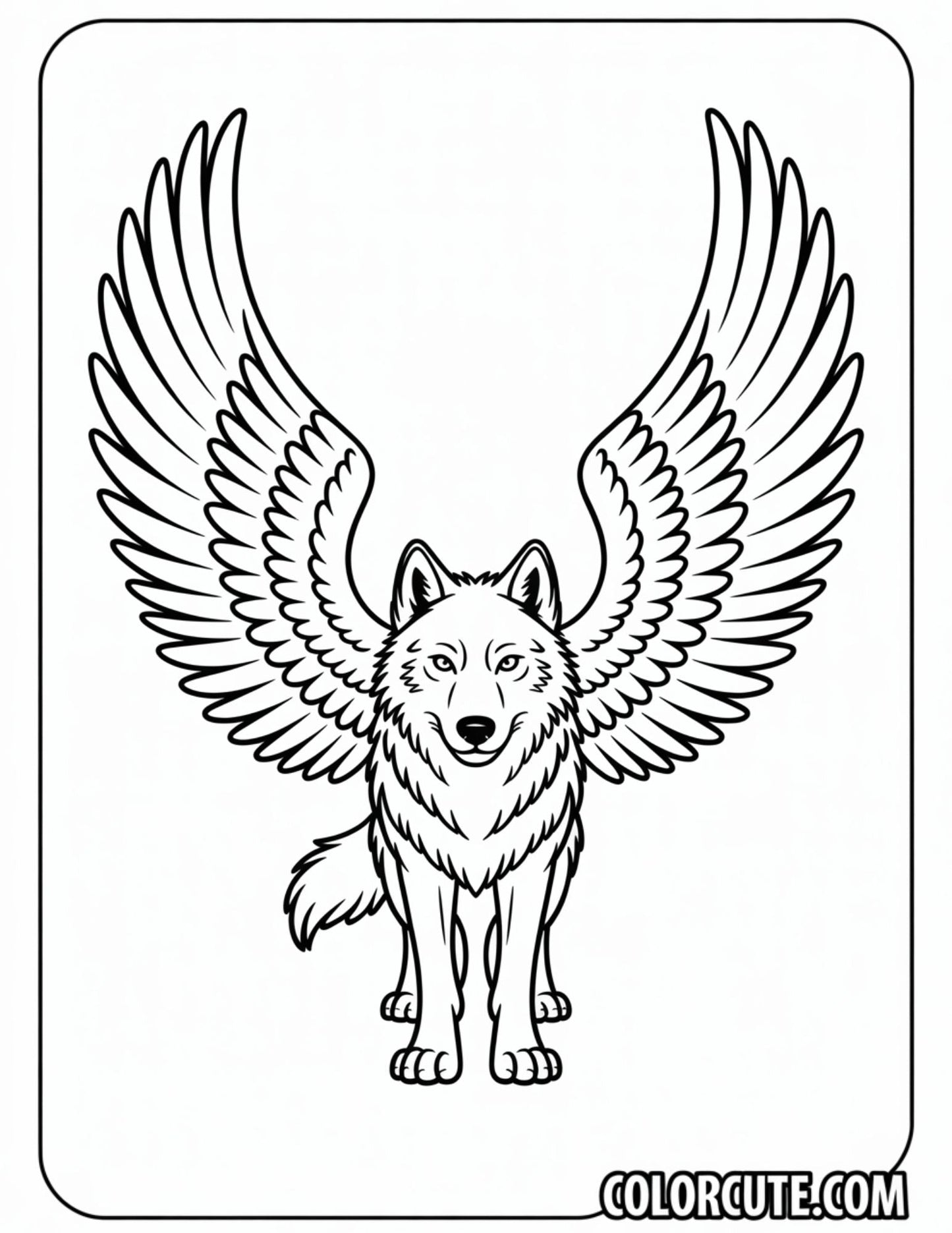Winged Wolf Coloring Page | Free PDF Printables