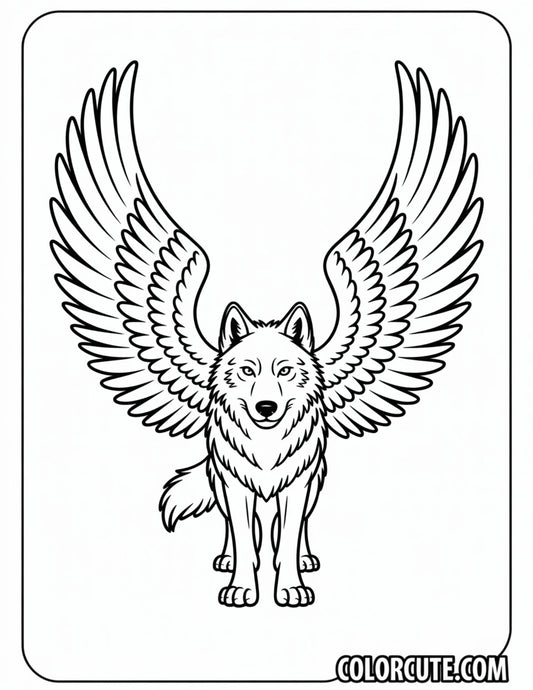 Winged Wolf Coloring Page | Free PDF Printables