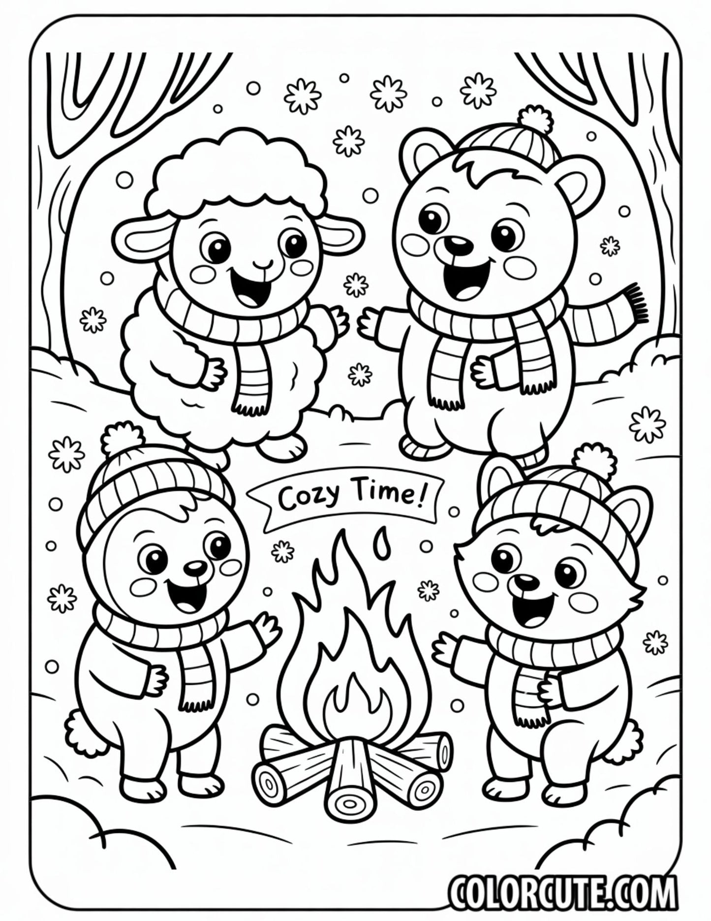 Camping Cozy Friends Coloring Pages | Free PDF Printables