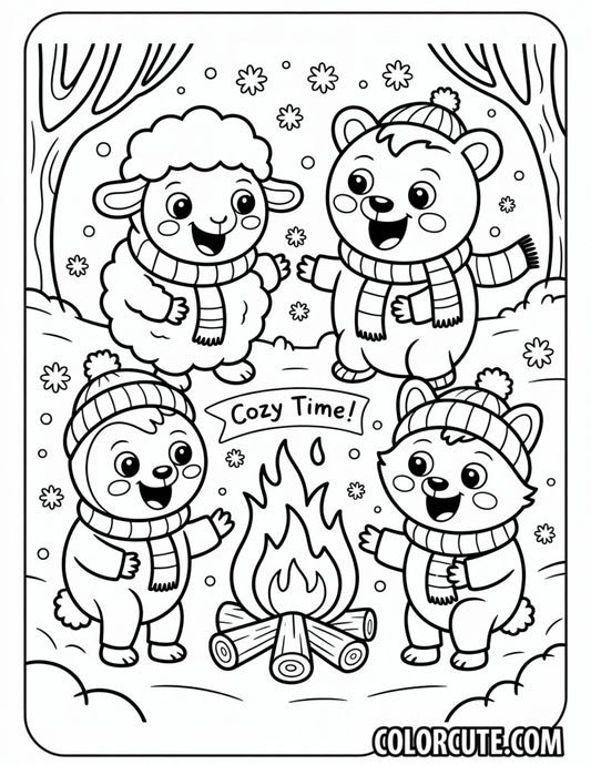 Camping Cozy Friends Coloring Pages | Free PDF Printables