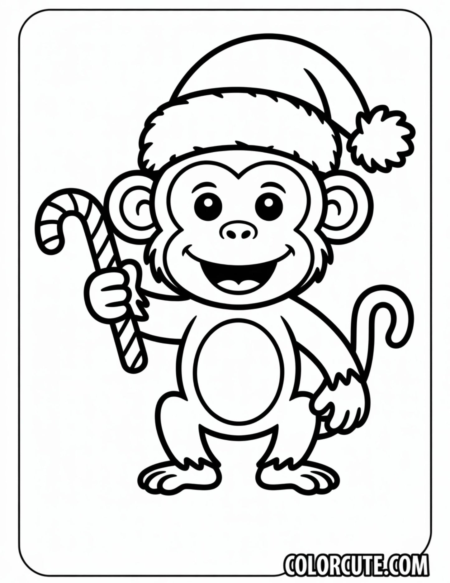 Christmas Monkey Coloring Page Free PDF Printables