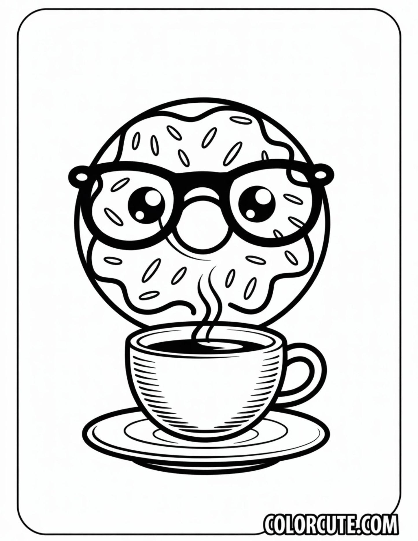 Coffee Donut Coloring Pages Free Printable