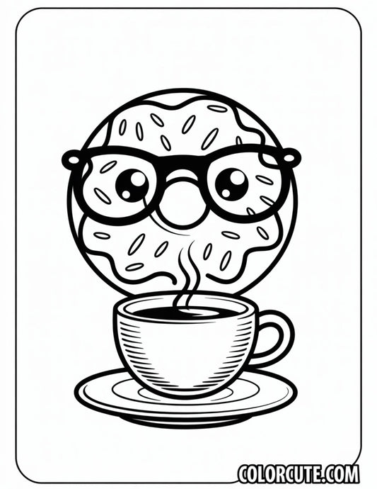 Coffee Donut Coloring Pages Free Printable