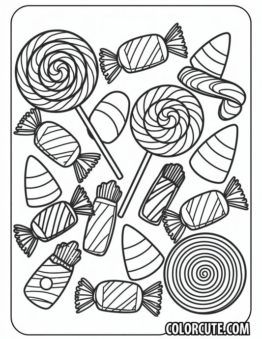 Halloween Candy Coloring Page | Free PDF Printables