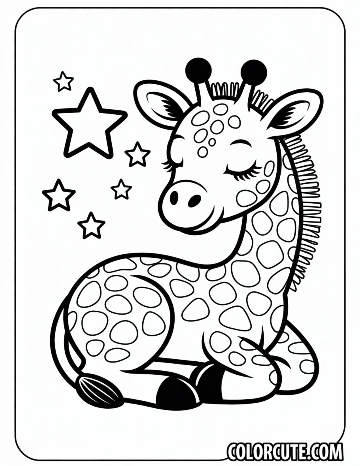 Sleeping Giraffe Coloring Pages | Free PDF Printables