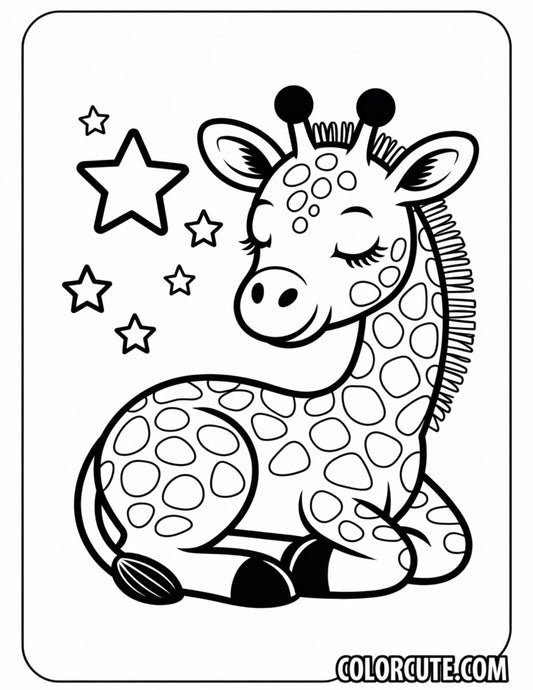 Sleeping Giraffe Coloring Pages | Free PDF Printables
