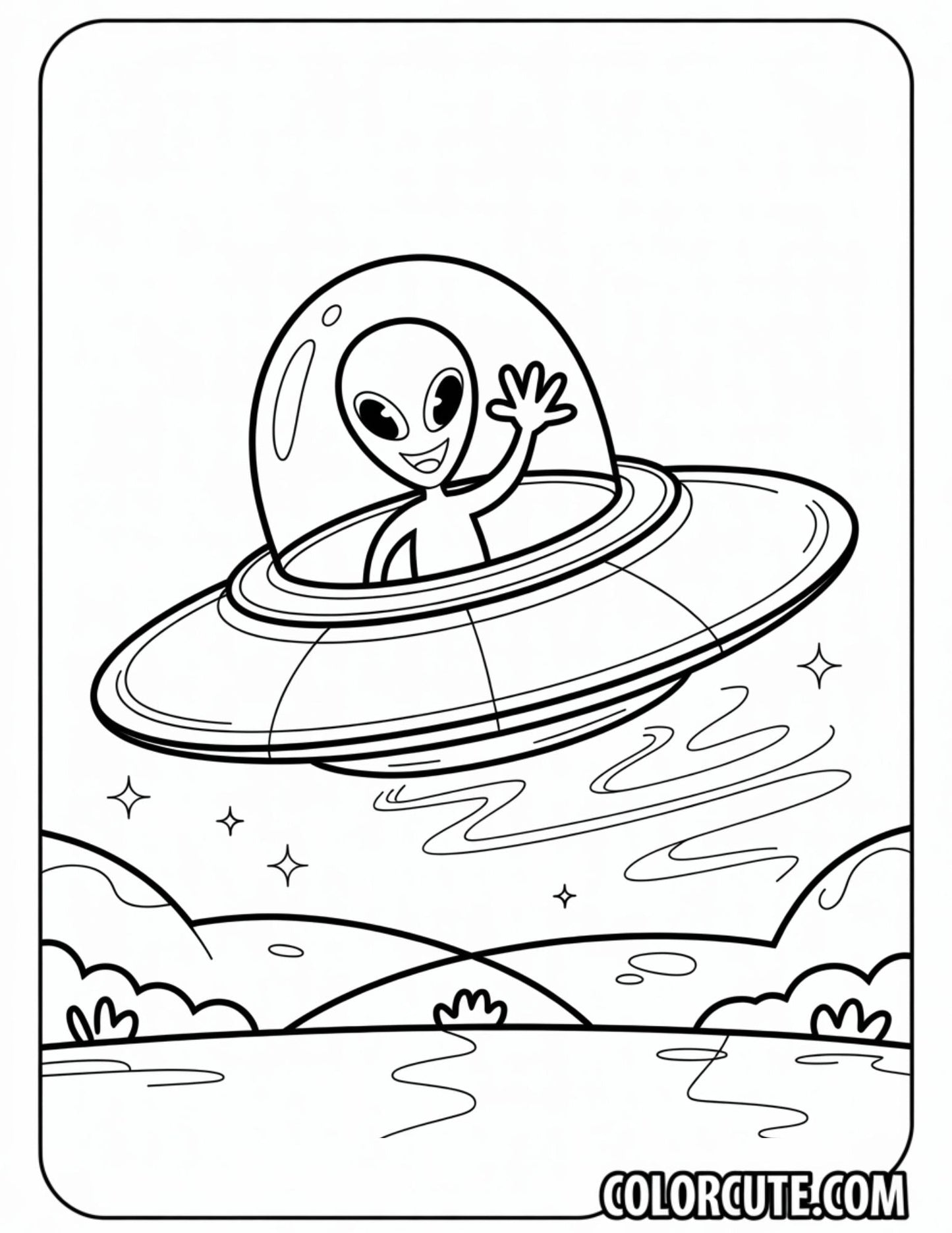 Spaceship Alien Coloring Pages Free PDF Printables