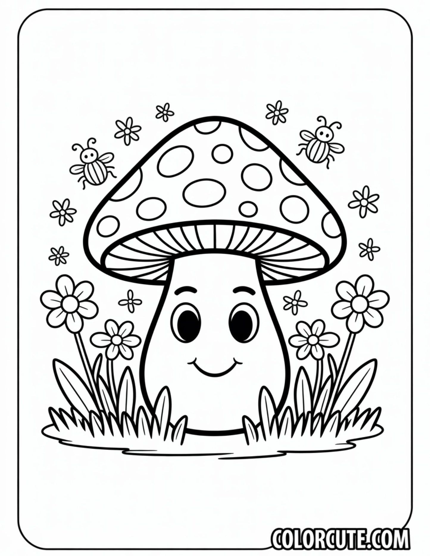 Wonderful Mushroom Kawaii Coloring Pages | Free PDF Printables