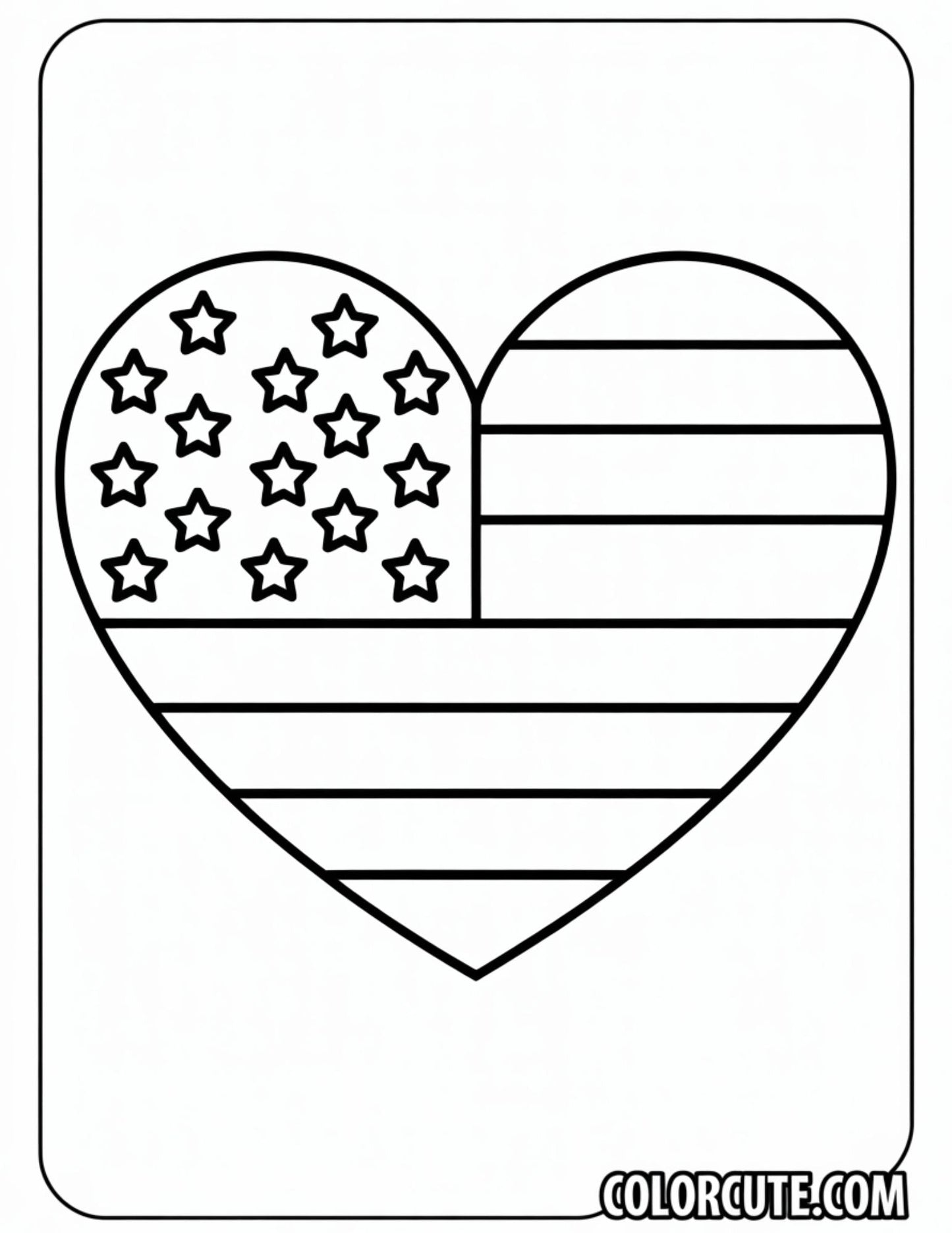 4th of July Heart Coloring Pages | Free PDF Printables