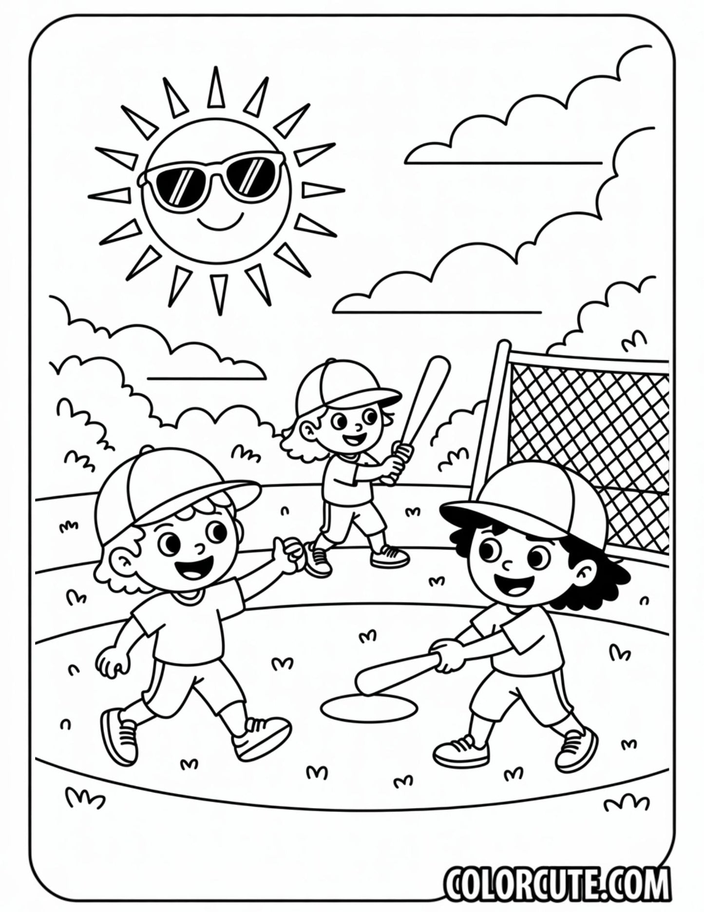 Baseball Summer Coloring Pages | Free PDF Printables