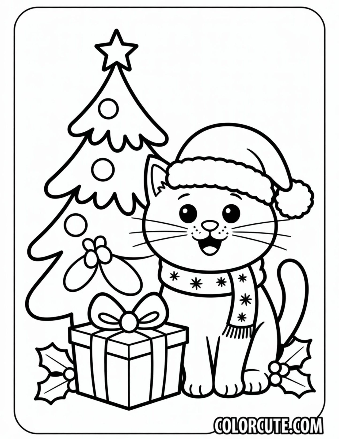Cat Christmas Coloring Pages | Free PDF Printables