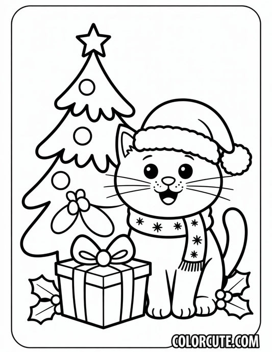Cat Christmas Coloring Pages | Free PDF Printables