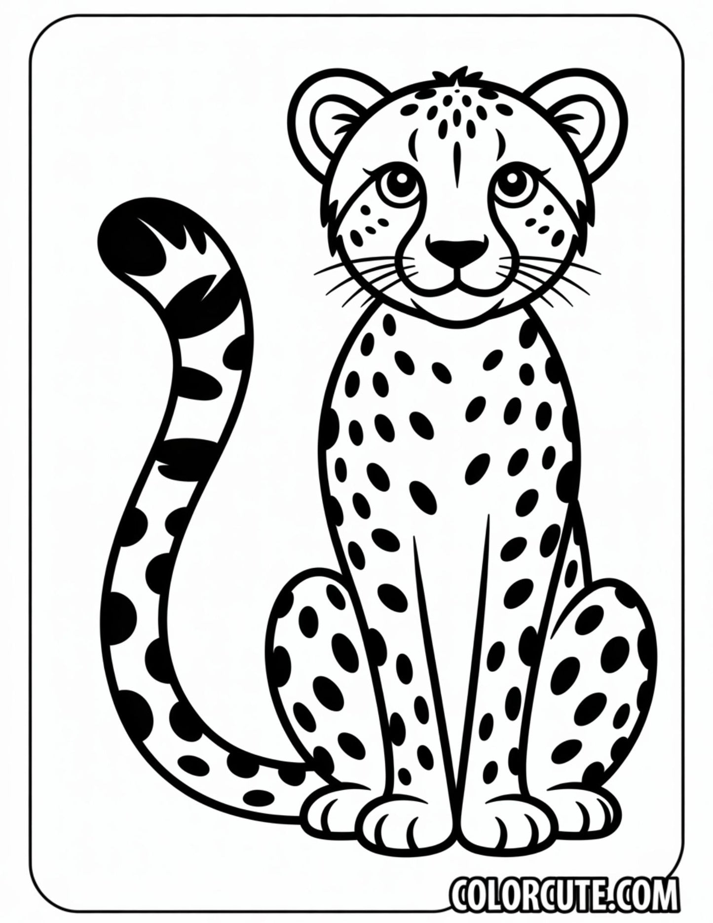 Cheetah Sitting Coloring Pages | Free PDF Printables